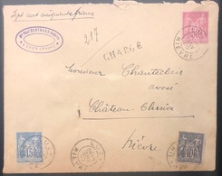 Lettre Chargé En VD De 750 FR à 0fr 75c Tricolore Sage N°90, 98 &101 De Luzy Pour Chateau Chinon TTB - 1898-1900 Sage (Tipo III)