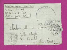 CARTE LETTRE FRANCHISE MILITAIRE Semeuse Secteur 149 Pour LEVALLOIS PERRET - 1. Weltkrieg 1914-1918