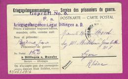 SERVICE PRISONNIERS DE GUERRE 1916 Pour LYON - WW I