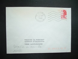 LETTRE TP LIBERTE 1,60 ROUGE OBL.MEC.26-5 1982 56 PLUMELEC + TRI INDEXATION BARRES ROSES Marque à Sec 8e - Storia Postale