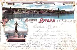 CPA : Stafa (Suisse) Gruss Aus Stafa Litho1900   General Ansicht  Denkmal Lac De Zurich   Bon état Guggenheim - Stäfa