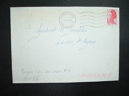 LETTRE TP LIBERTE 1,60 ROUGE OBL.MEC.26.05.82 44 NANTES GARE + TRI INDEXATION BARRES ROSES Marque à Sec F3 - Storia Postale