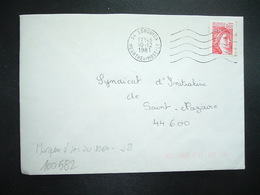 LETTRE TP SABINE 1,60 ROUGE OBL.MEC.10-12 1981 54 LONGUYON + TRI INDEXATION BARRES ROSES Marque à Sec J8 - Covers & Documents