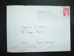 LETTRE TP SABINE 1,60 ROUGE OBL.MEC.14-12 1981 22 DINAN + TRI INDEXATION BARRES ROSES Marque à Sec 7e - Storia Postale