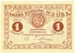 CUBA - Cédula De 1 Centavo - M.A. 802 - 31.12.1919 - Passeio Da Conceição - Portugal - Emergency Paper Money Notgeld - Portugal