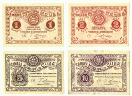 CUBA - Cédulas De 1, 2, 5, E 10 Centavos - M.A. 802, 803, 804, 805 - 31.12.1919 - Emergency Paper Money Notgeld - Portugal