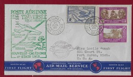 Nouvelle-Calédonie 1940 PREMIERE TRAVERSEE NOUMÉA - SAN FRANCISCO - Storia Postale