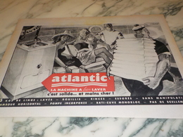 ANCIENNE PUBLICITE POUR MACHINE A BIEN  LAVER ATLANTIC 1960 - Otros Aparatos