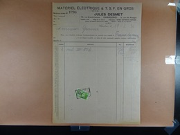 Jules Desmet Matériel Electrique & T.S.F. En Gros Charleroi 1930 - Electricity & Gas