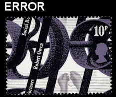 Great Britain 1976 Social Reformers Robert Owen Textile Socialist Draper 10p ERROR:shift - Variétés, Erreurs & Curiosités