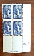 FRANCE Yvert N°388 Neuf Sans Charniere, MNH. COIN DATE 16/5/38 (FRAIS DE PORT INCLUS) - Unused Stamps
