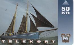 TARJETA DE LAS FEROE DE 50 KR DE UN BARCO (BARCO-SHIP) - Islas Faroe