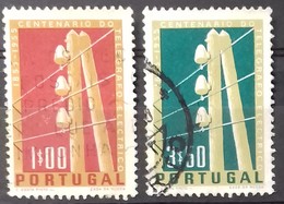 PORTUGAL N° 826 + 828 COTE 4,25 € OBLITERES TELEGRAPHE ELECTRIQUE 1955 - Usado