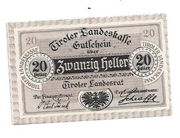 **Austria Notgeld Tiroler Landskasse 20 Heller 1063 - Austria