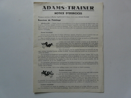 NOTICE D'EXERCICES - ADAMS - TRAINER - Matériel Et Accessoires