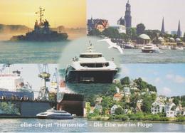 ALLEMAGNE, Elbe-City-Jet "Hansestar", Bateau, "L'Elbe Comme En Vol", Neuve Et Non Voyagée - Hovercrafts