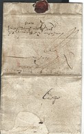 L. 1654 Port "IIIII" à La Craie Rouge + Manuscrit Au Dos "Liège" Pour Paris. RR - 1621-1713 (Países Bajos Españoles)