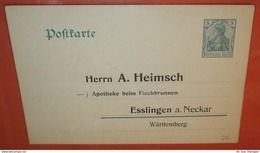 DEUTSCHES REICH - Germania - Bestellkarte Apotheke Esslingen Am Neckar - Postcard Ganzsache (2 Foto)(137185) - Interi Postali