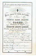 ANTWERPEN - Thérèse Marie COGET - Echtgen. A.J. LUNDEN - Overleden 1859 - (Franstalig) - Devotieprenten