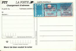 France : Papier Carrier , "spécimen Démonstration " Sur Carte Postale De Changement D'adresse - 1985 Papel « Carrier »