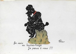 Tertre Rouge - Carte Humoristique De Poni : Chien En Penseur - Le Mans