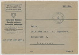 Feldpostbrief Mit Truppenstempel DET. FEST. ART. ABT. 6 - FELDPOST - Oblitérations