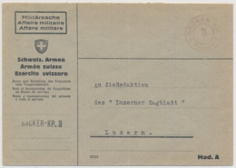 Feldpostbrief Mit Truppenstempel BÄCKER KP. 3 - FELDPOST - Sellados