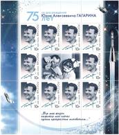 Russia 2009 .Y.A.Gagarin-75. Sheetlet Of 10 + 2 Labels.   Michel # 1536  KB - Unused Stamps