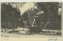 ROMA -VILLA BORGHESE -IL VIALE PRINCIPALE CON LA FONTANA DEI CAVALLI MARINI -INIZI 1900 - Parcs & Jardins