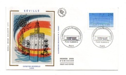 Enveloppe Premier Jour D'émission Exposition Universelle Séville Le Pavillon De La France Paris 1992 - Timbre 2.50 Frs - 1992 – Sevilla (Spanje)