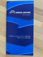 AEGEAN AIRLINES Winter Timetable 2003-2004 - Horarios