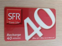 FRANCE/FRANKRIJK  40 MINUTES RECHARGE  € SFR   PREPAID  USED    ** 1455** - Nachladekarten (Handy/SIM)