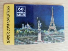 FRANCE/FRANKRIJK  60 UNITES LEADER COMMUNICATIONS (DIFF BACK)    PREPAID  USED    ** 1460** - Nachladekarten (Handy/SIM)