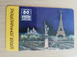 FRANCE/FRANKRIJK  60 UNITES LEADER COMMUNICATIONS (DIFF BACK)    PREPAID  USED    ** 1462** - Nachladekarten (Handy/SIM)