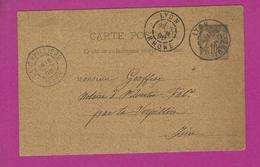 ENTIERS POSTAUX CARTE TYPE SAGE Obl LYON - Standard Postcards & Stamped On Demand (before 1995)