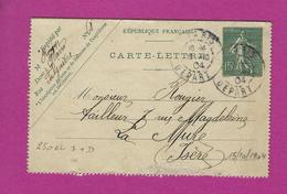 ENTIERS POSTAUX CARTE LETTRE  TYPE SEMEUSE 15 Ct Obl PARIS - Kaartbrieven