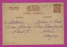 ENTIERS POSTAUX CARTE POSTALE TYPE IRIS  Obl PARIS - Cartes Postales Types Et TSC (avant 1995)