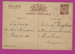 ENTIERS POSTAUX CARTE POSTALE TYPE IRIS  Obl PARIS - Cartes Postales Types Et TSC (avant 1995)