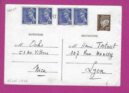 ENTIERS POSTAUX CARTE POSTALE  TYPE PETAIN Avec Complément MERCURE Obl NICE - Standard Postcards & Stamped On Demand (before 1995)