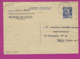 ENTIERS POSTAUX CARTE POSTALE  TYPE GANDON Obl MIRABEAU EN POITOU - Standard- Und TSC-AK (vor 1995)