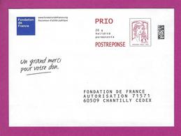 ENTIERS POSTAUX PRET A POSTER REPONSE MARIANNE CIAPPA FONDATION DE FRANCE - Cards/T Return Covers