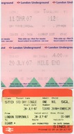 Lot De 3 Tickets 2007 : London Underground X 2 + British Rail X 1 - Europa