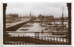 Real Photo Postcard, Lowestoft Yacht Basin, Buildings, Boats, Harbour. - Lowestoft