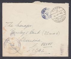 1942. ON ACTIVE SERVICE EGYPT 19 POSTAGE PREPAID 15.-AP-42 + CENSOR To Alexandria, Eg... () - JF322809 - Covers & Documents