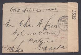 1918. SHEPPARDS HOTEL 11.1.18. PASSED BY CENSOR E.E.F. On Cover To Ontario, Canada. C... () - JF322823 - Lettres & Documents