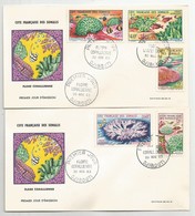 Côte Française Des Somalis Djibouti Somali Coast Yv.316/17 + PA34/36 Sur 2 Enveloppes FDC 1963 Flore Corallienne - Covers & Documents