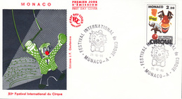 MONACO 1986, Circus Monte Carlo, Michel 1776 FDC 26810 - Cirque