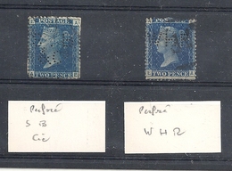Angleterre Lot Reine Victoria 2P Blue Perforés SB Cie Et WHR - Used Stamps