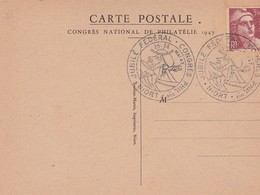 JUBILE FEDERAL CONGRES PHILATHELIQUE NIORT (Le Donjon) ) 25-16 /05/47  S/ Cpsm 10x15  +T.P. Marianne 3.50f Brun -rouge - Cartas & Documentos