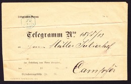 Um 1880 Telegramm Couvert Mit Telegraphenstempel Campfer. Waagerechte Archivfalten - Telegraafzegels